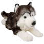 Preview: Carl Dick Plüschtier Husky schwarz-weiß liegend