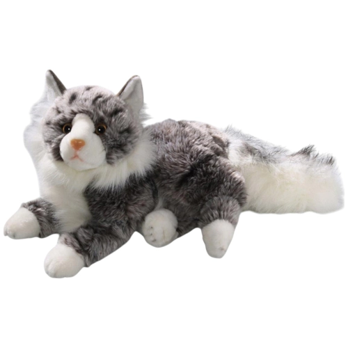 Carl Dick Plüschtier Katze, Perserkatze liegend grau-weiß
