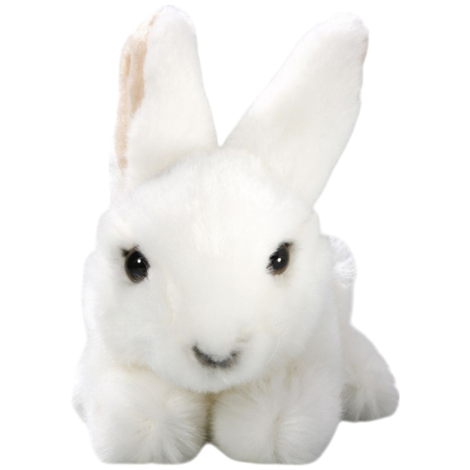 Hase sitzend weiß, Schneehase