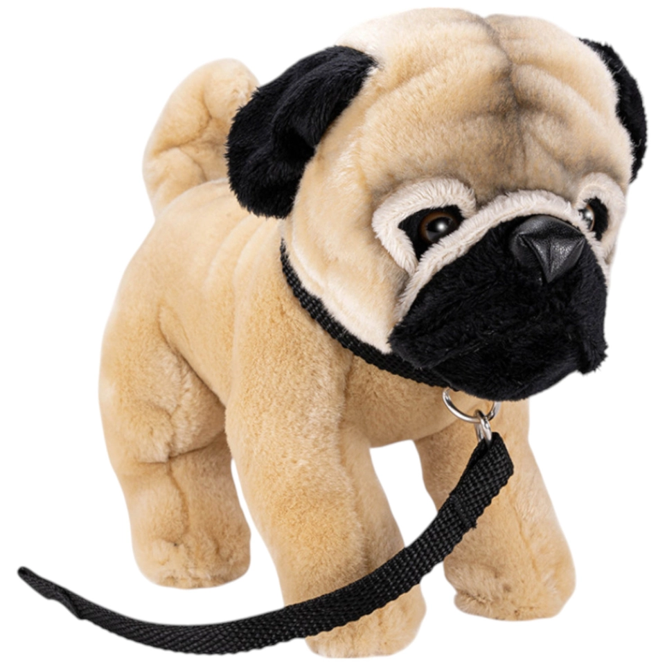Carl Dick Plush Toy Pug with lead standing Carl Dick Plush Toy Pug with lead standing