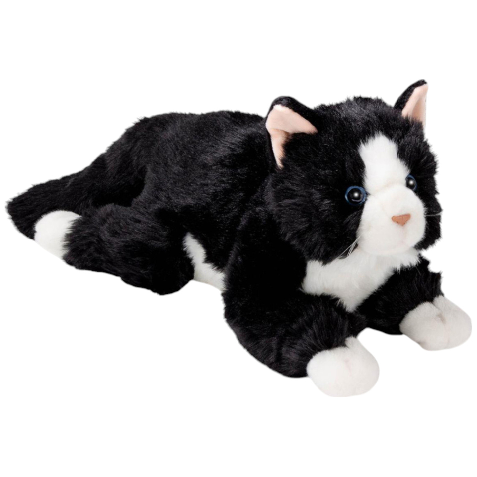 Carl Dick Plüschtier Katze schwarz-weiss liegend