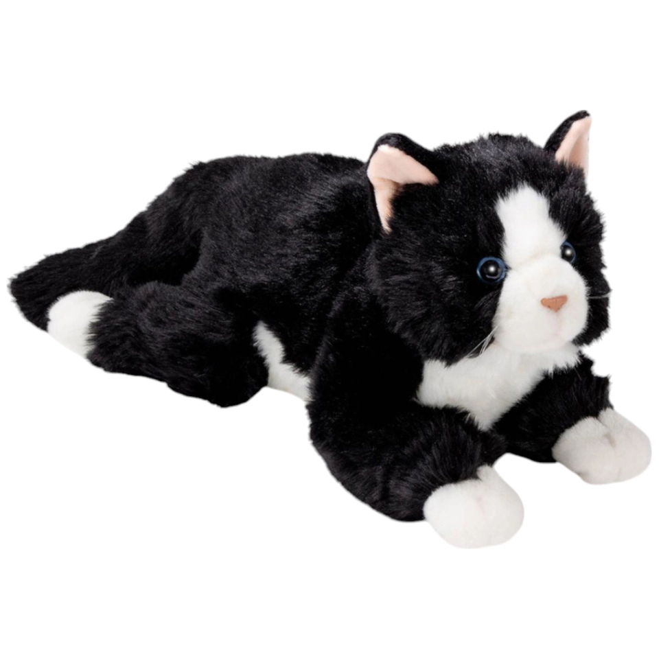 Carl Dick Plüschtier Katze schwarz-weiss liegend